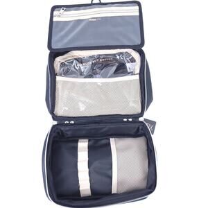 NEW Hanging Cosmetic Toiletry Organizer Black, Lightweight, Zip Pockets, Clear